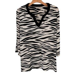 Chicos 1 Travelers Zebra Print V-Neck Tunic Womens Top Size medium